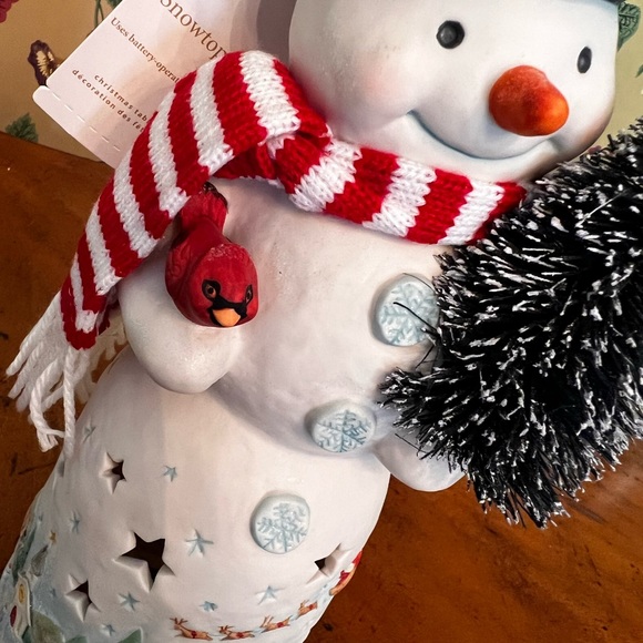 Hallmark 2012 Snowtop Lodge Ceramic Tabletop Snowman Candle House - Picture 7 of 12